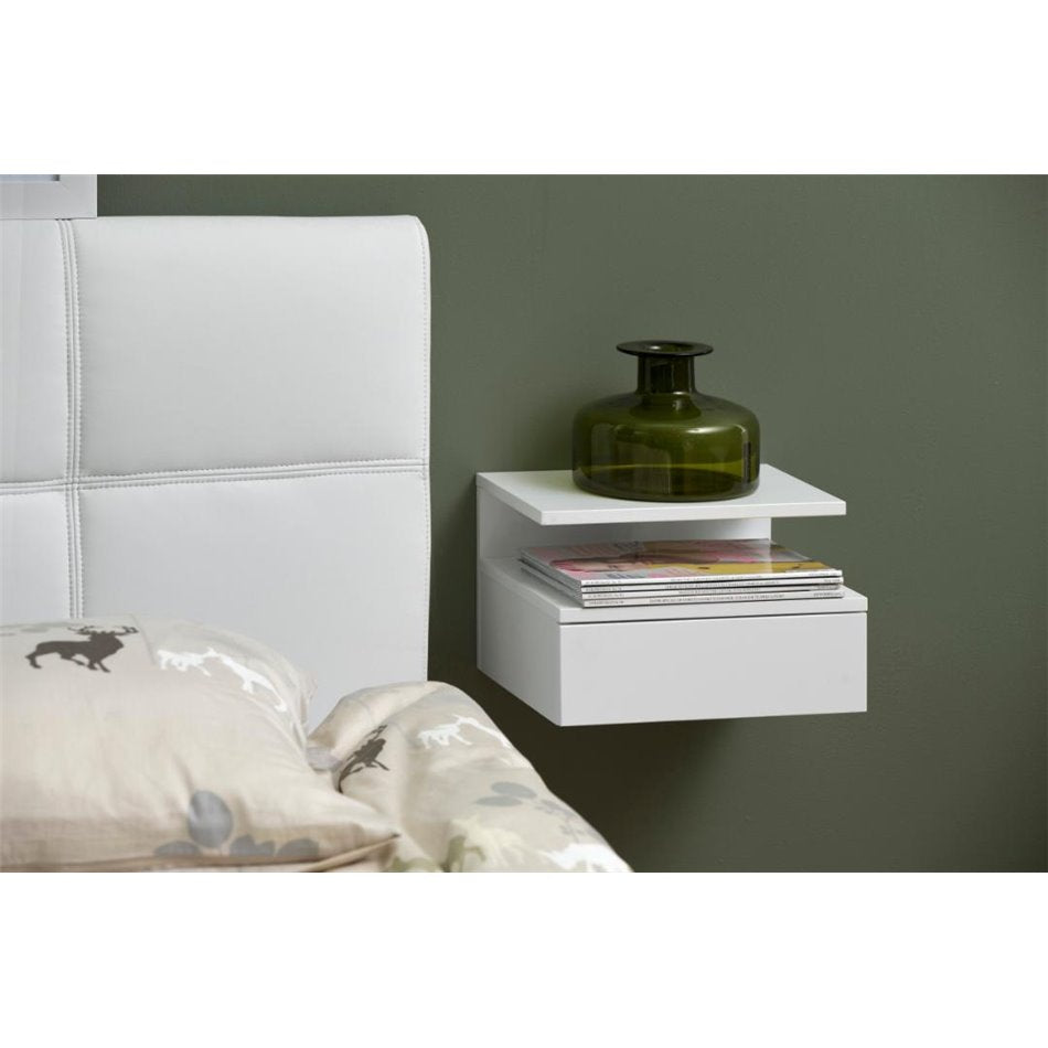 Bedside table Ashlan, white, MDF, H22.5x35x32cm