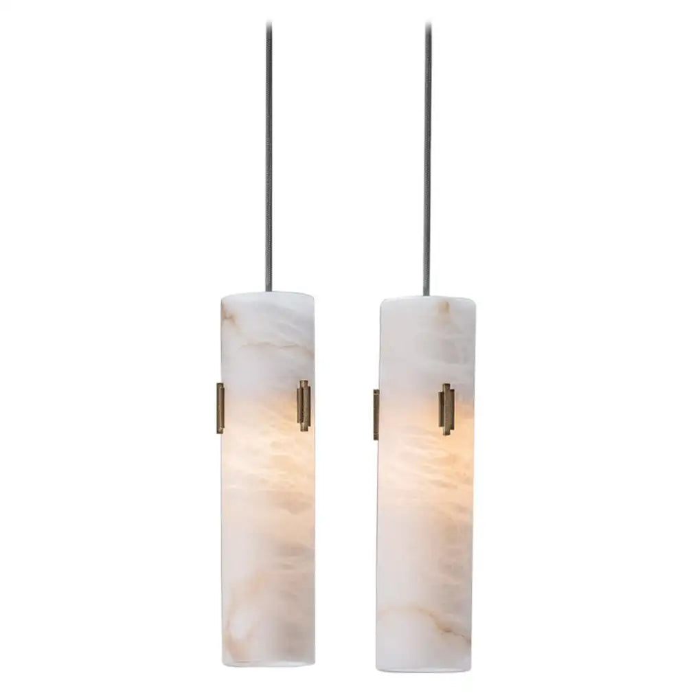 Contemporary Alabaster Pendant in Antique Brass