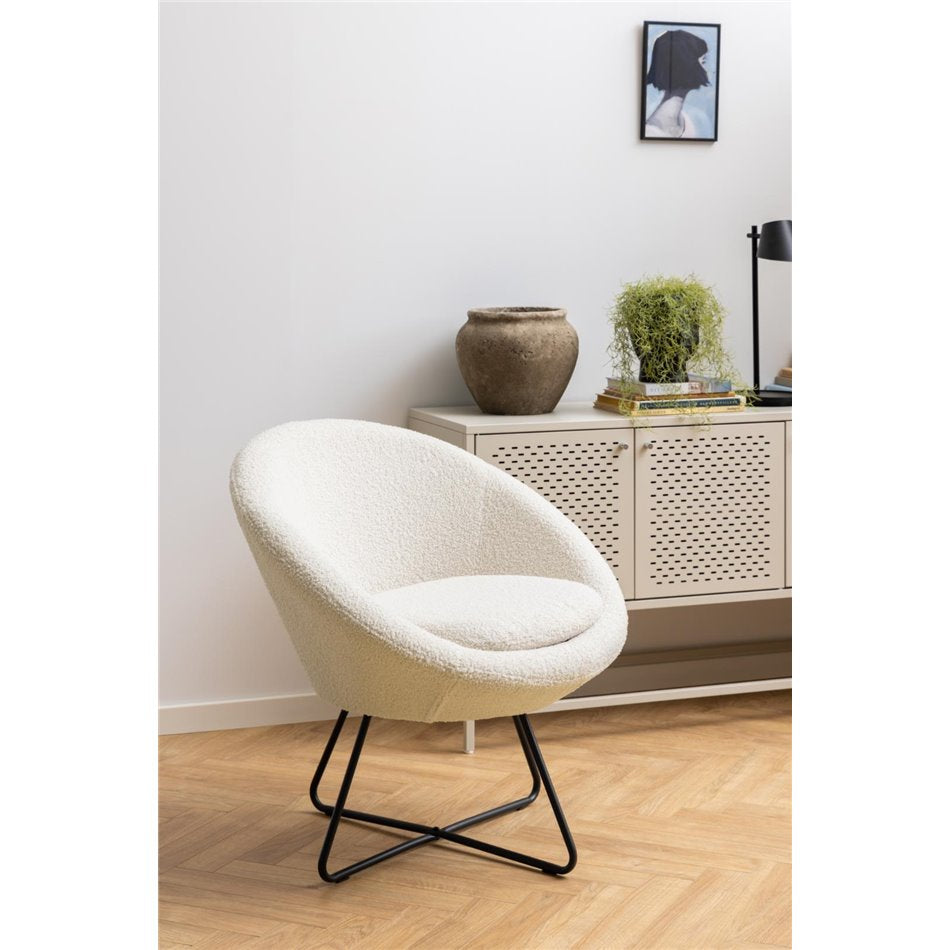 Lounge chair Acent, cream color, H81x82x71cm, seat high 47cm