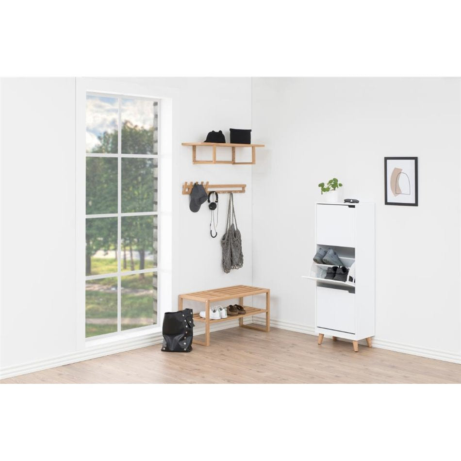 Shoes cabinet Amitra, white, MDF, H133.5x47x30cm