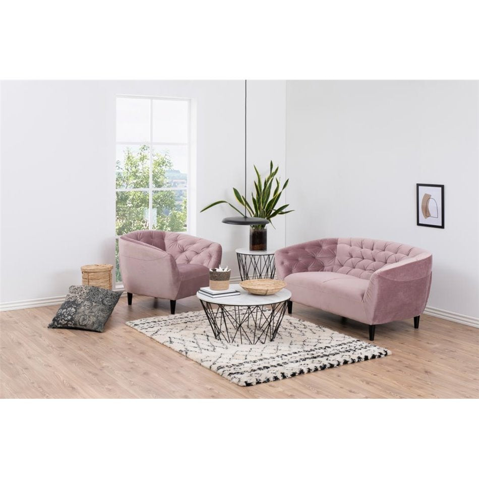 Modern Sofa Aria – Pink Fabric, Compact 2-Seater Design, 150×84×78 cm