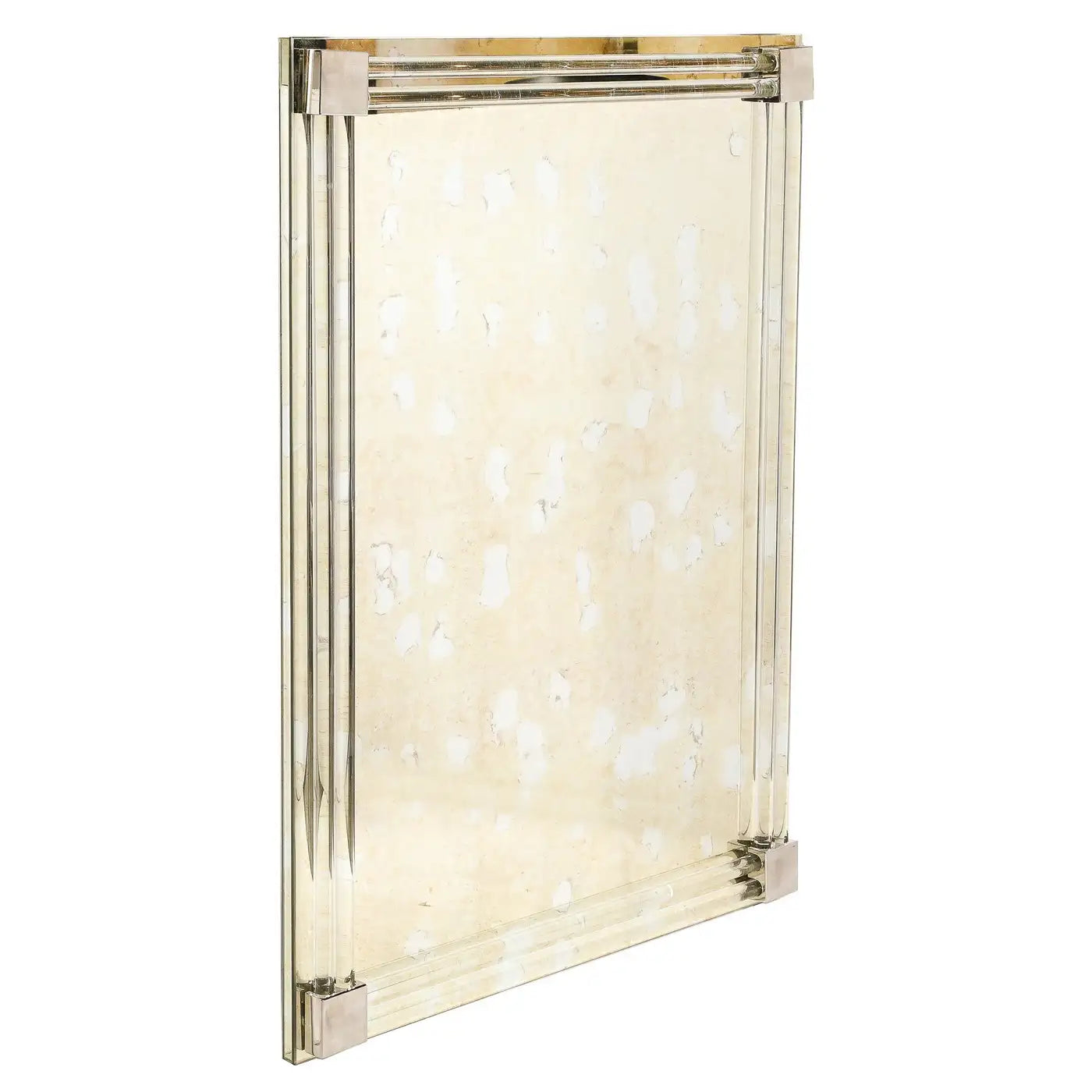 Custom for High Style Deco Modernist Antiqued Mirror With Glass Rods & Nickel