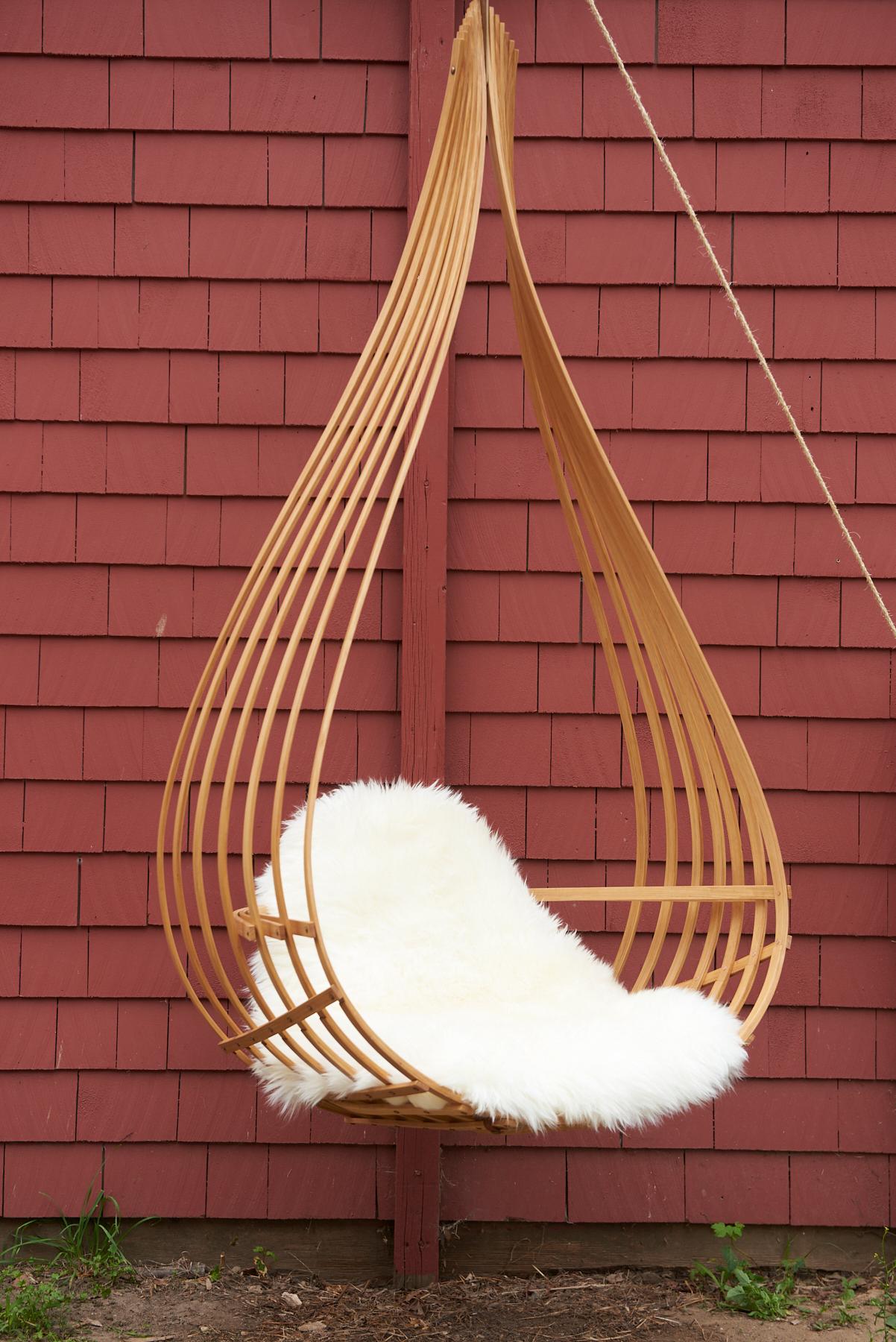 Le Nid Indoor Hanging Chair – Steam Bent Hickory with Shearling Cushion