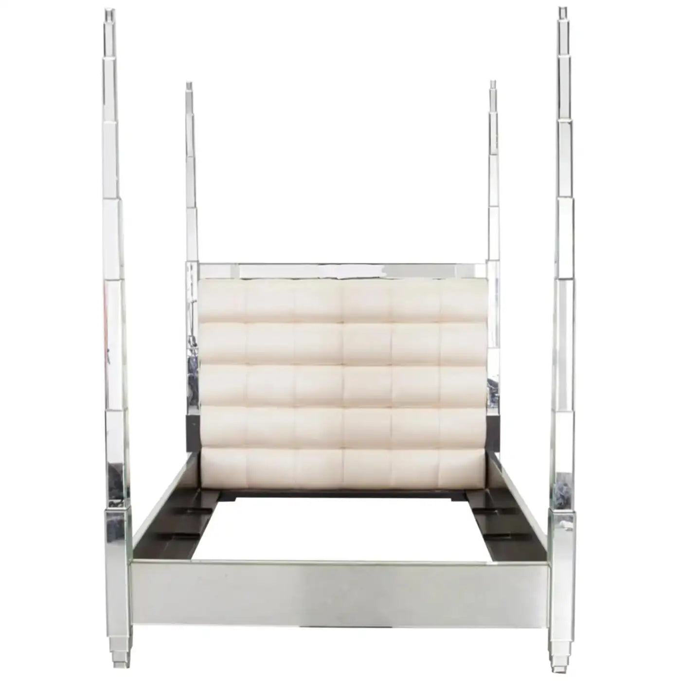 Art Deco Style Mirrored Four Poster Queen Bed Frame