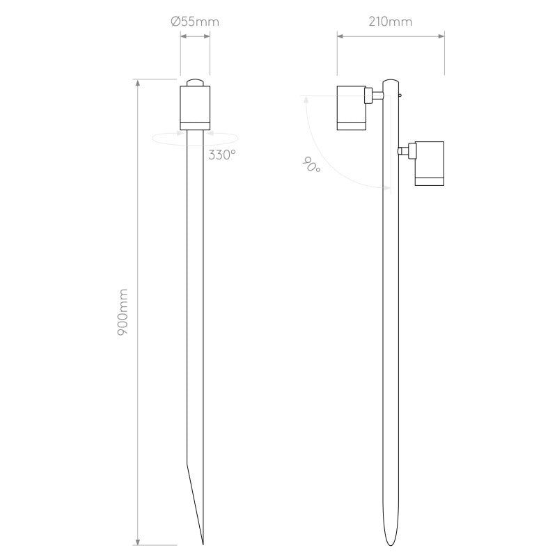 Outdoor 900 mm Textured Black LED Post Light