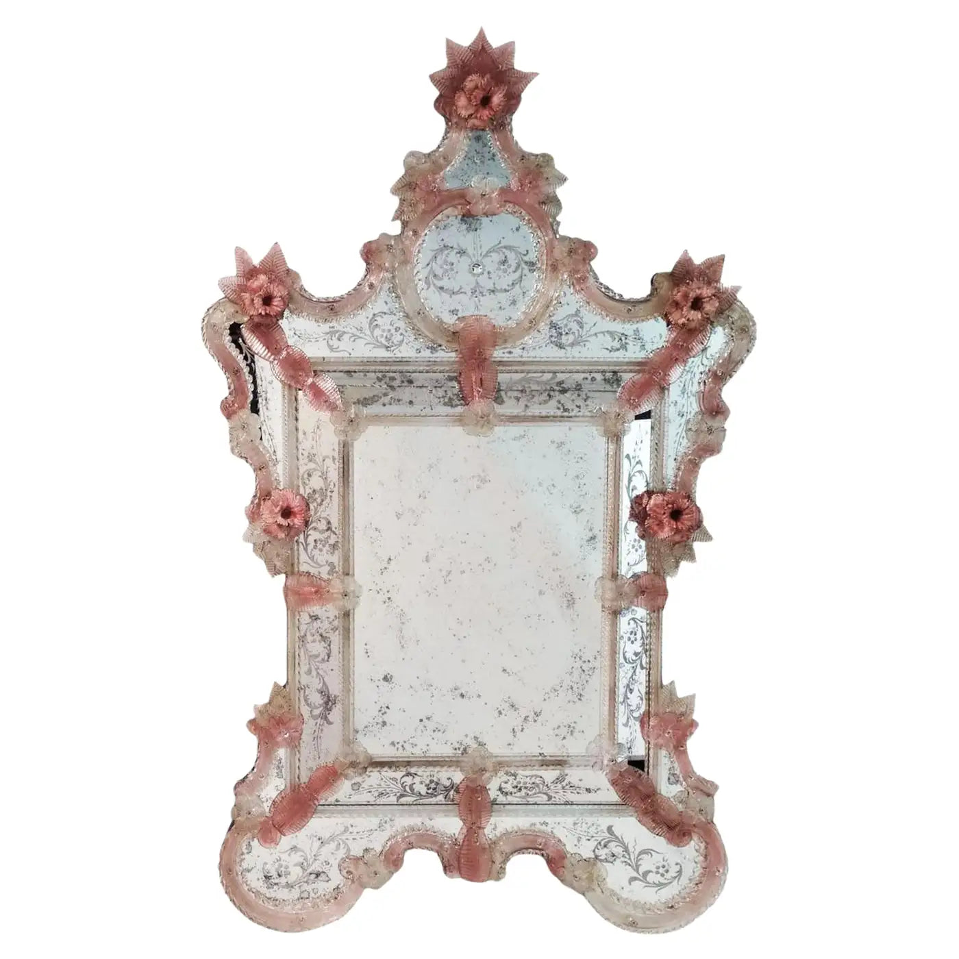 Venetian Mirror in Murano Glass Reproduction of Antique Mirror