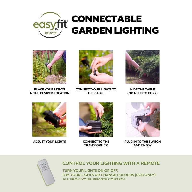 EasyFit Smart 12V Garden Lights – Ash Colour Changing LED Spotlight Kit (6 Lights)