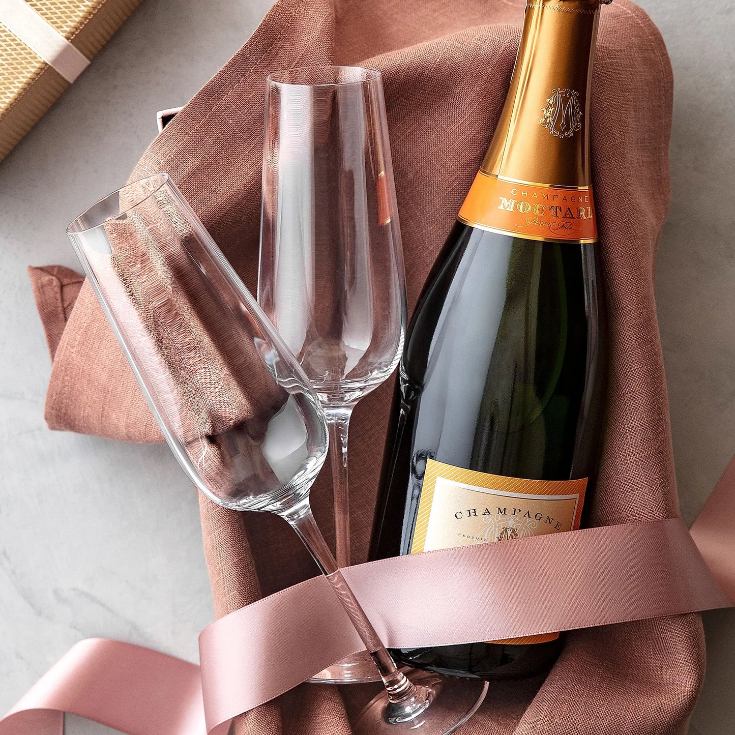 Rose Garden Crystal Champagne Flute Set of 4