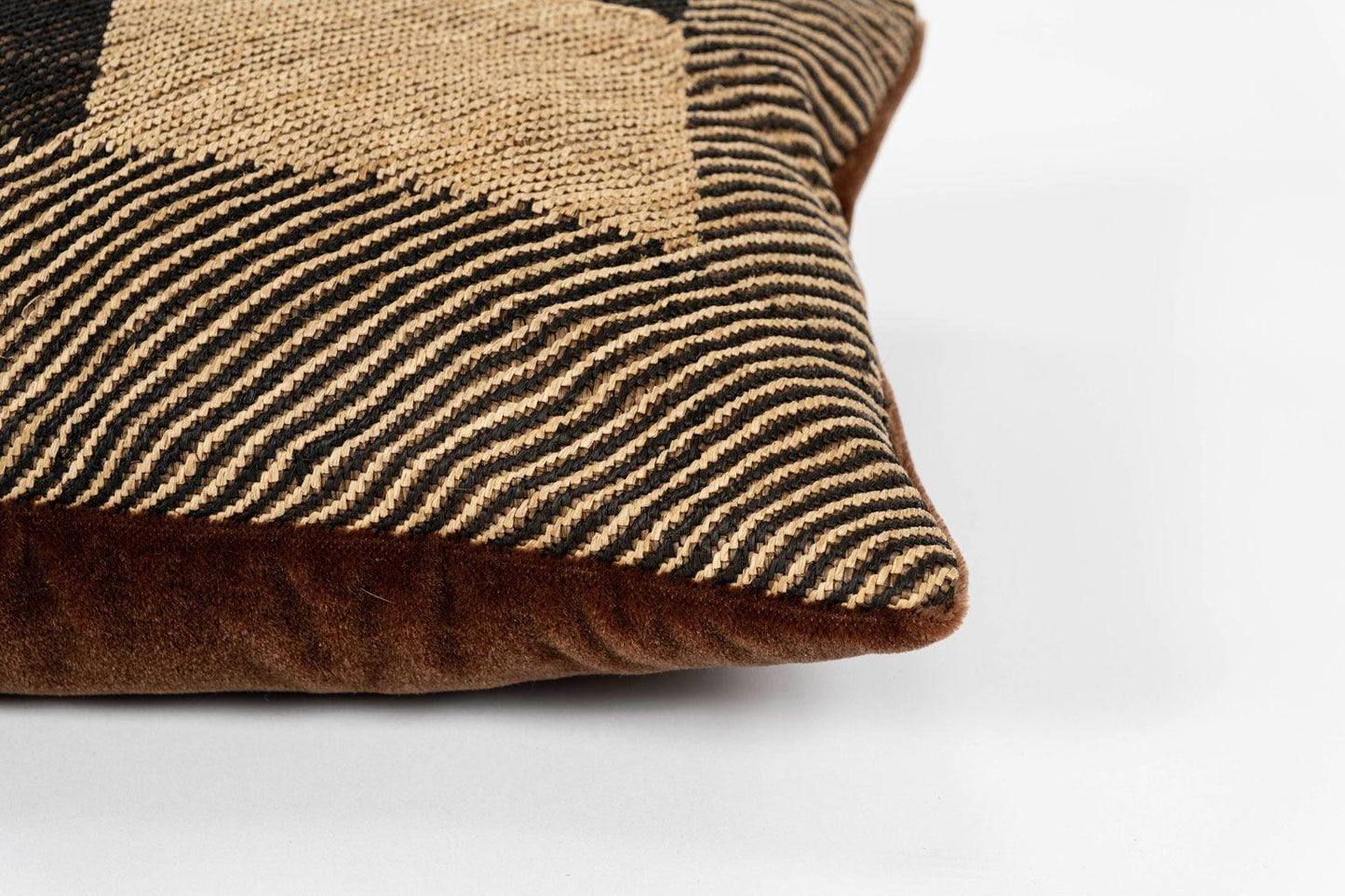 Pair of Kuba Cloth Lumbar Cushions 53 × 33 × 15 cm each