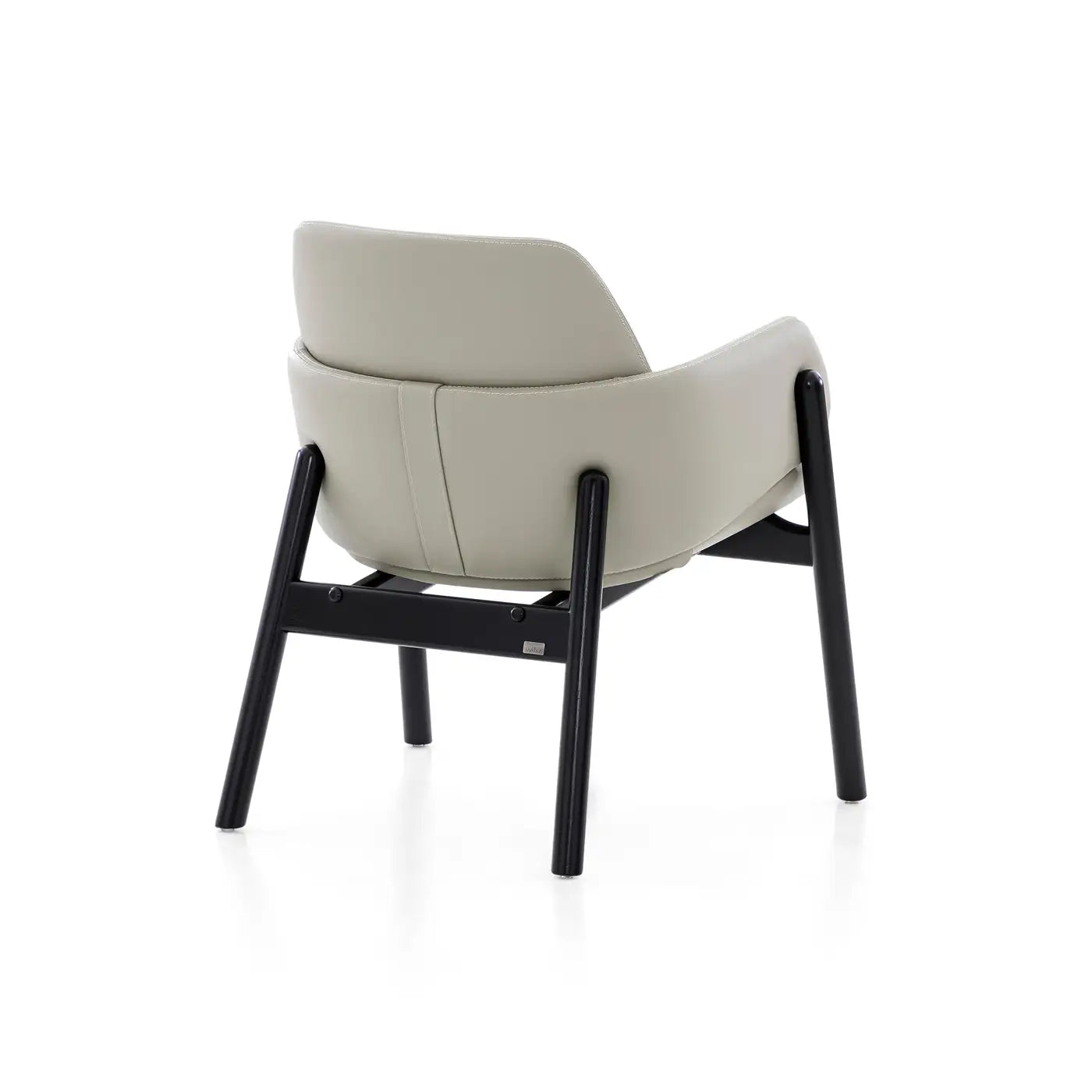 Modern Armchair Black Matte Frame & Greige Leather