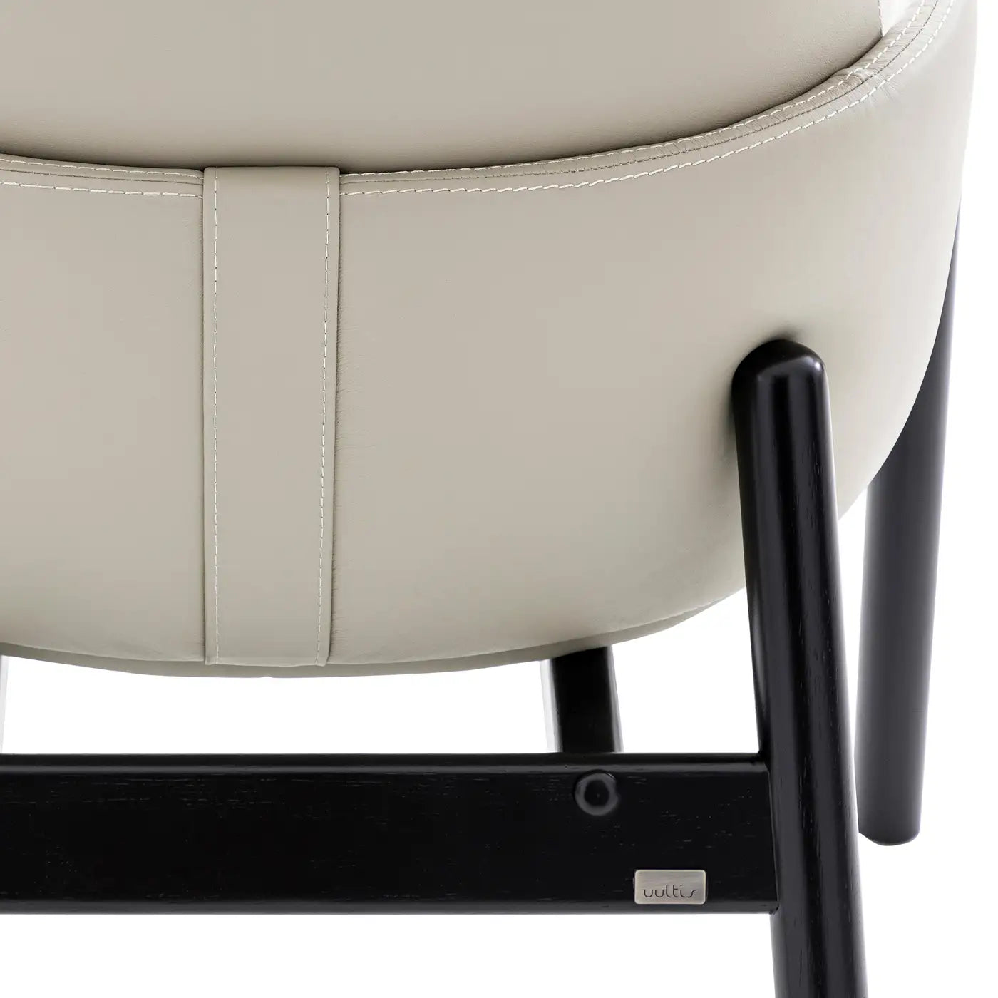 Modern Armchair Black Matte Frame & Greige Leather