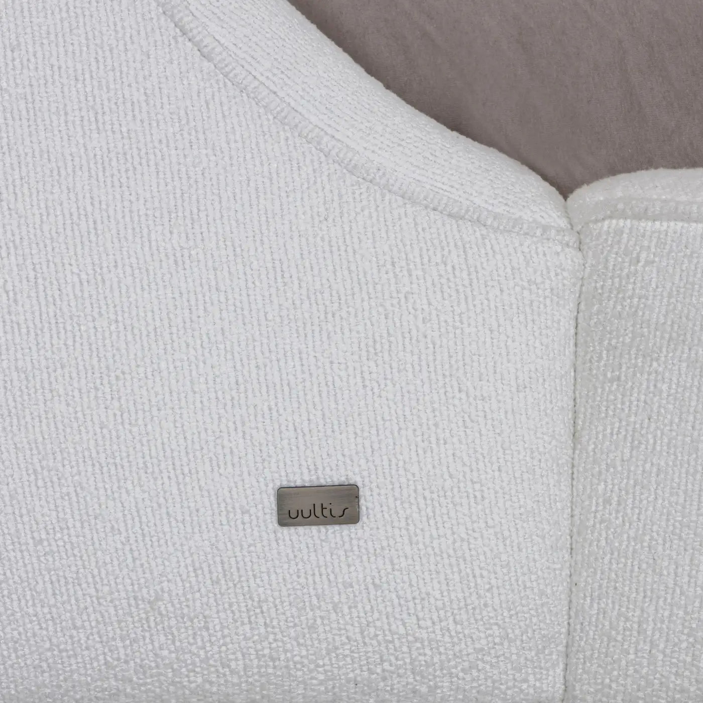 Queen Size Bed with Shell-Inspired Headboard in White Fabric, Musa Design