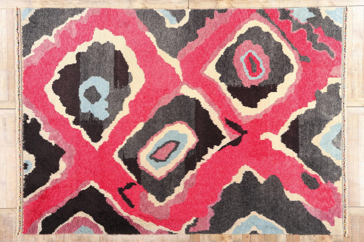 Colorful Contemporary Tulu Carpet Hand Knotted Angora Wool Rug