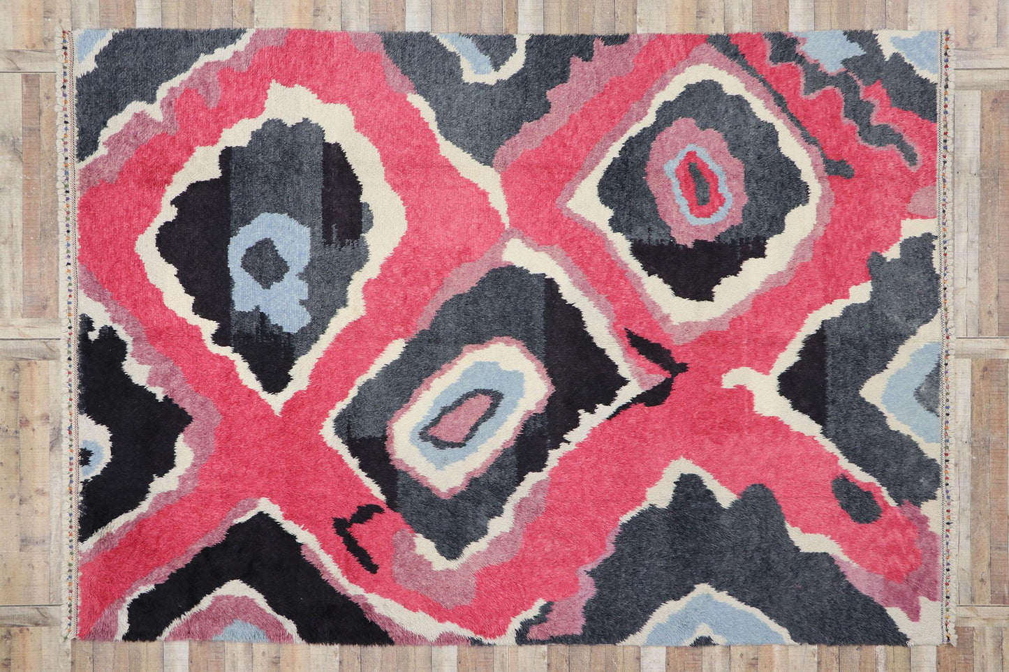 Colorful Contemporary Tulu Carpet Hand Knotted Angora Wool Rug