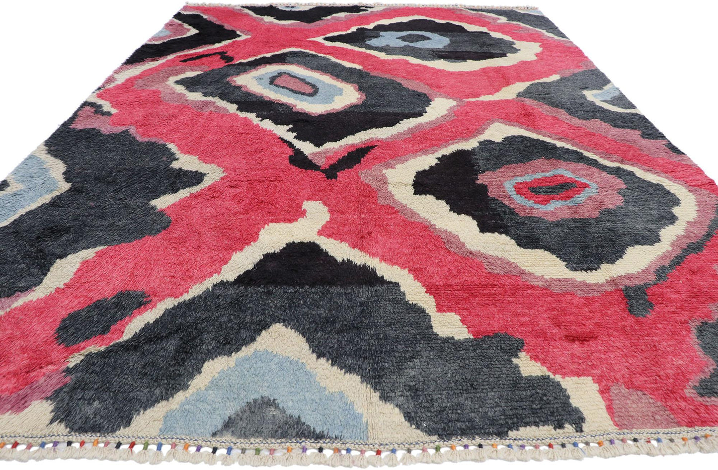 Colorful Contemporary Tulu Carpet Hand Knotted Angora Wool Rug