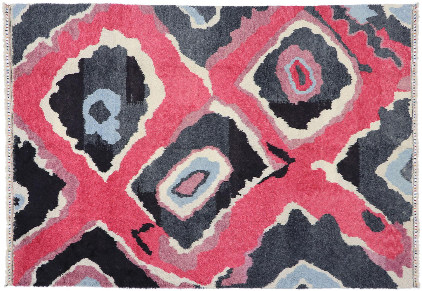 Colorful Contemporary Tulu Carpet Hand Knotted Angora Wool Rug