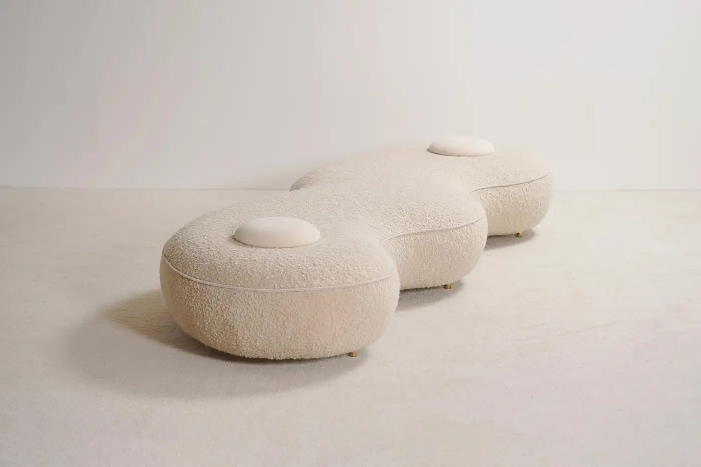 Bonnie Daybed Wool Bouclé & Brass Handmade in France by Proisy Studio