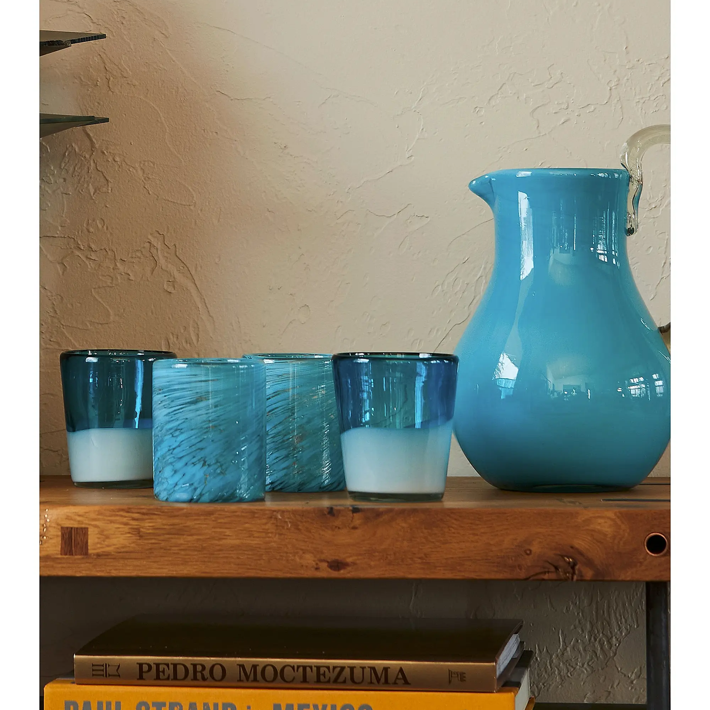 Set of 4 Aqua Handblown Glasses