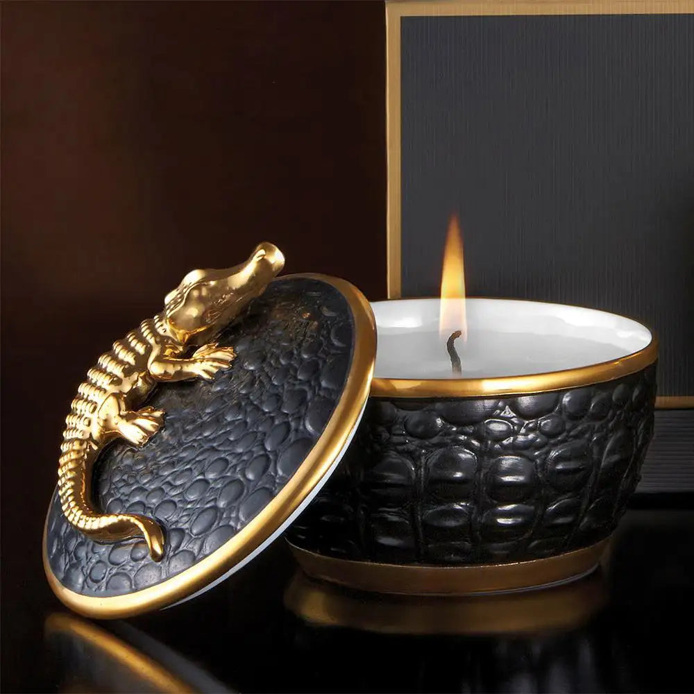 Gold Croco Candle with 24 Karat Gold Plate
