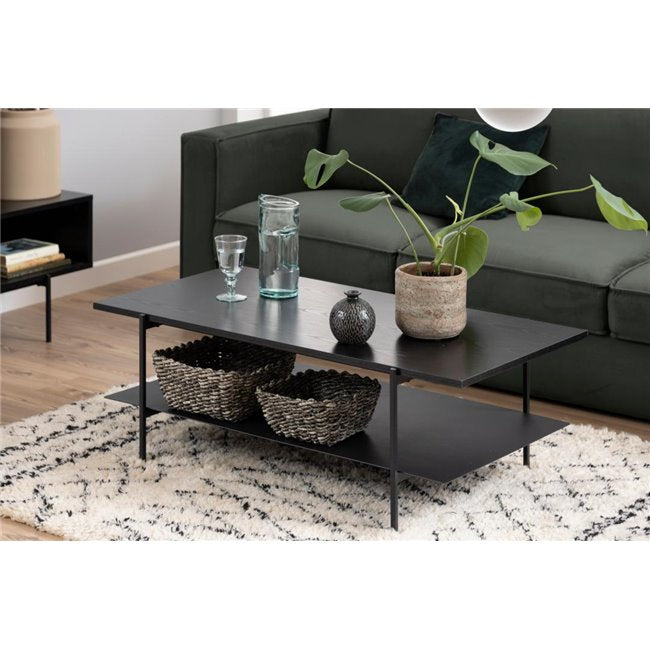 Rectangular Coffee Table – Black MDF with Metal Frame
