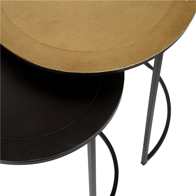 Jardan Side Table Set – 2 Black Metal Round Tables