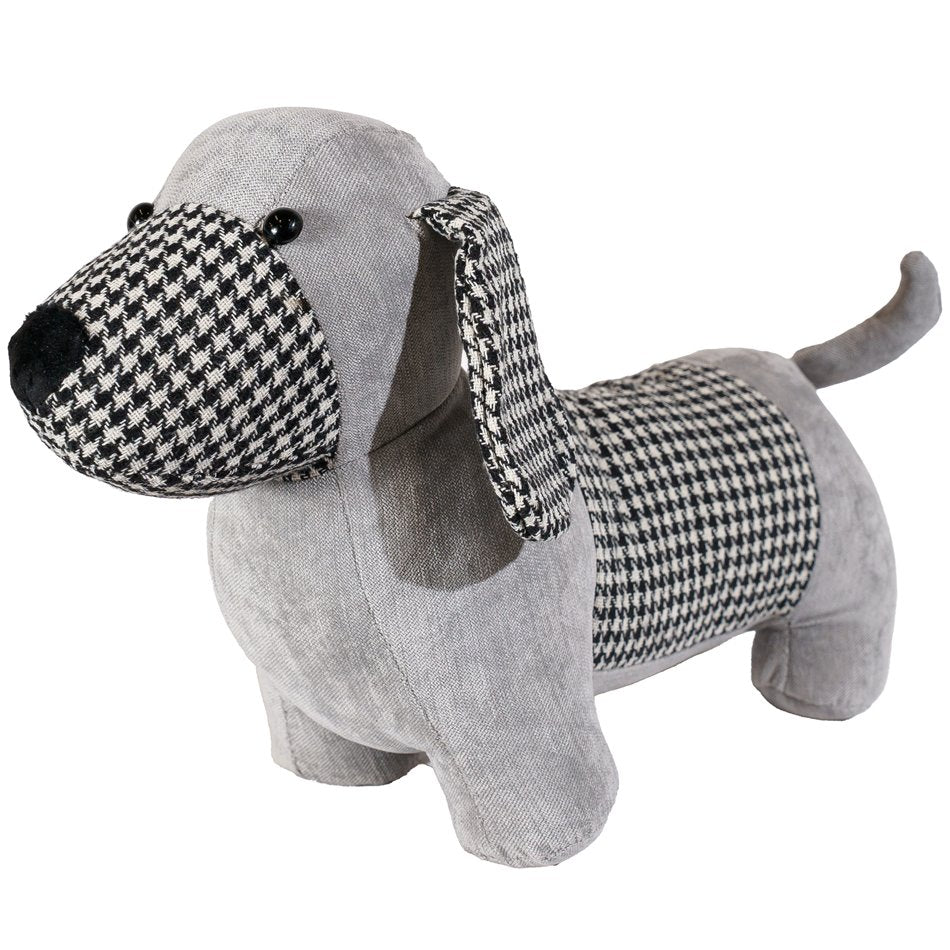 Grey Dog Monty Door Stopper – Plush Animal Fabric Wedge