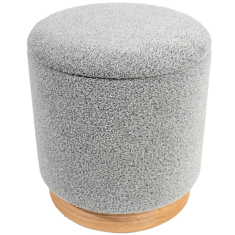 Vildams L Grey Storage Ottoman – H42 × Ø38.5 cm
