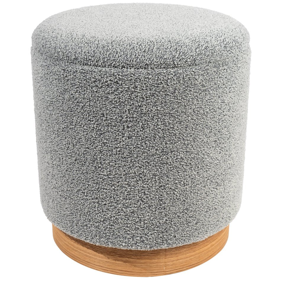 Vildams L Grey Storage Ottoman – H42 × Ø38.5 cm