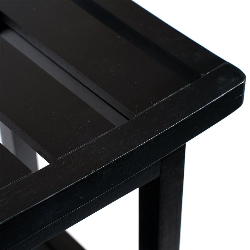 Bamboo Bench Black – H46 × L39.5 × W25 cm