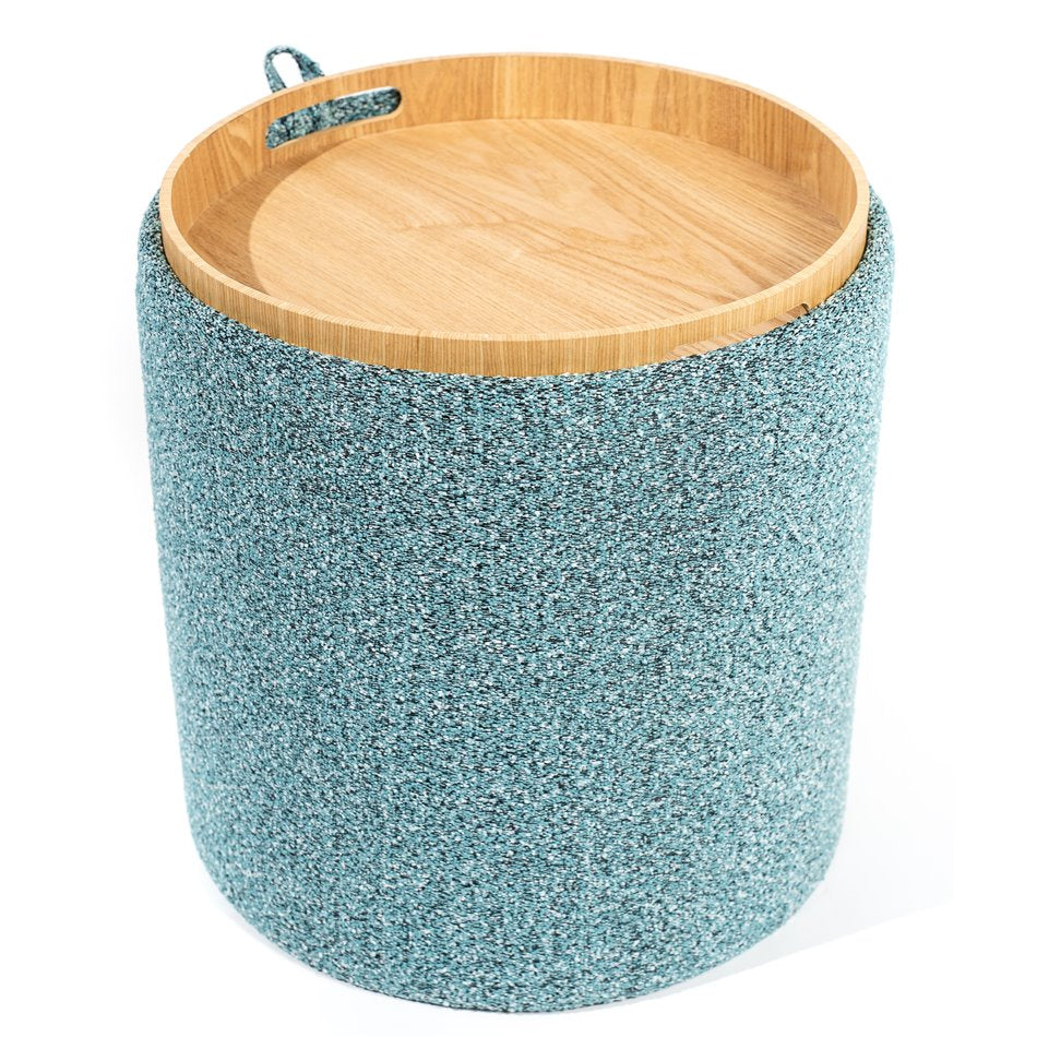 Viktory M Storage Ottoman-Table Light Blue – H38 × Ø34.5 cm