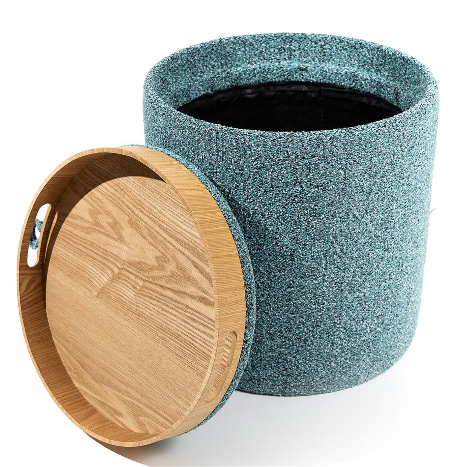 Viktory M Storage Ottoman-Table Light Blue – H38 × Ø34.5 cm