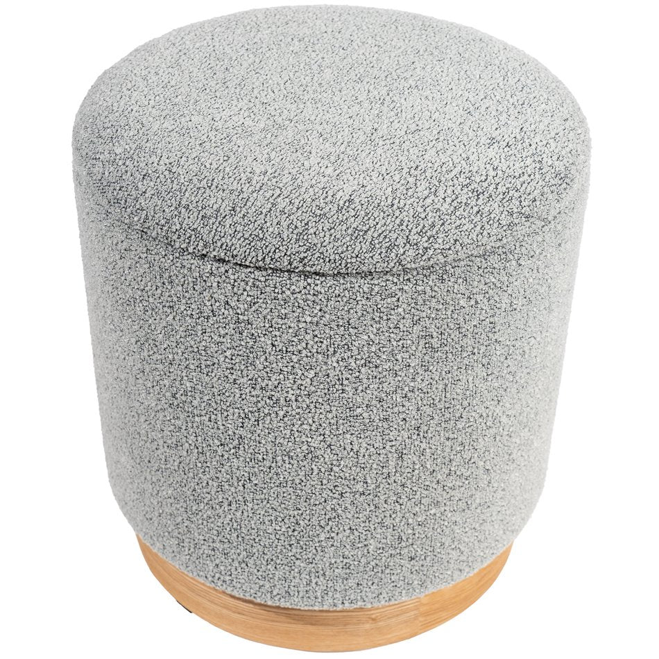 Vildams M Grey Storage Ottoman – H35 × Ø31.5 cm