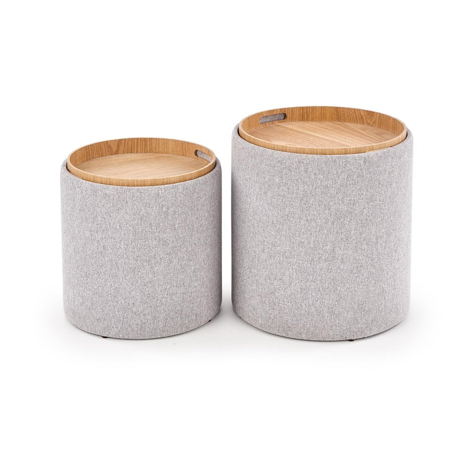 Light Grey Haviko 2-Piece Storage Ottoman Table Set