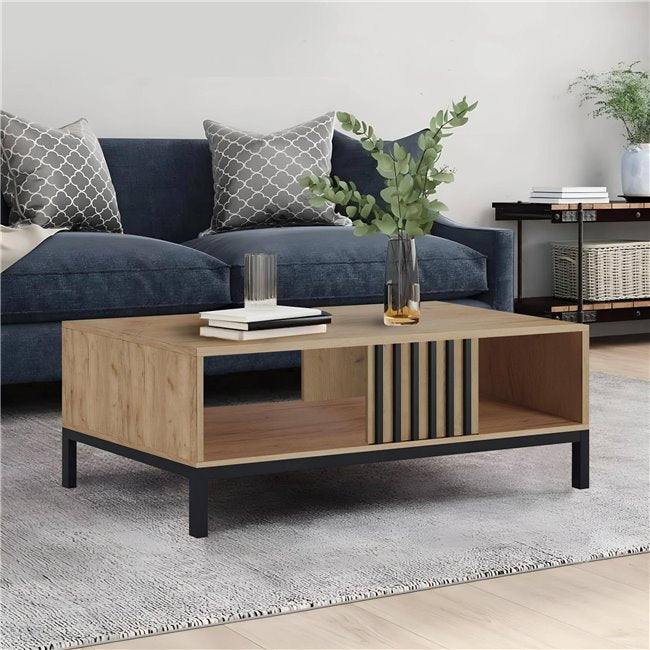 Hamino Coffee Table - Natural MDF with Polypropylene Legs, 92×50 cm