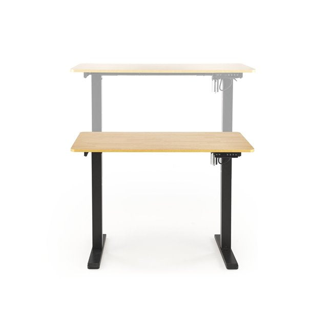 Horvellen Desk – Oak & Black Finish with Height Adjustment, MDF/Steel