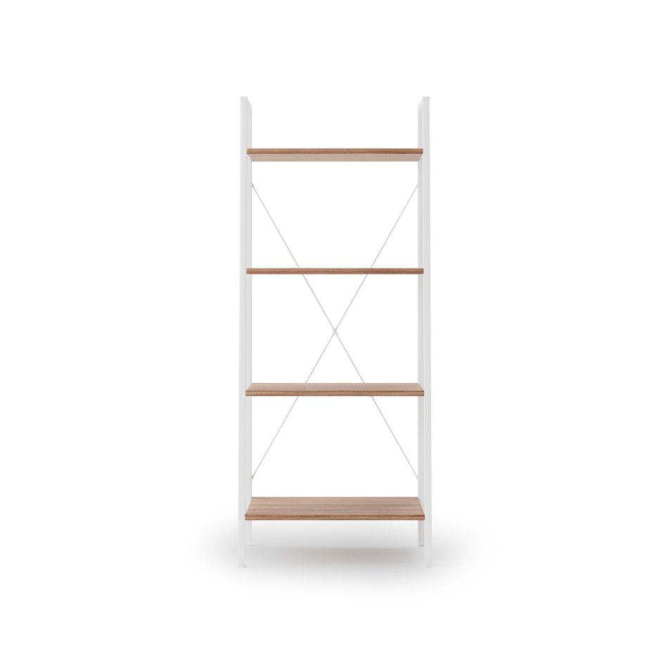 Shelf Harvik, white/oak colorr, MDF/steel, H148x60x32cm