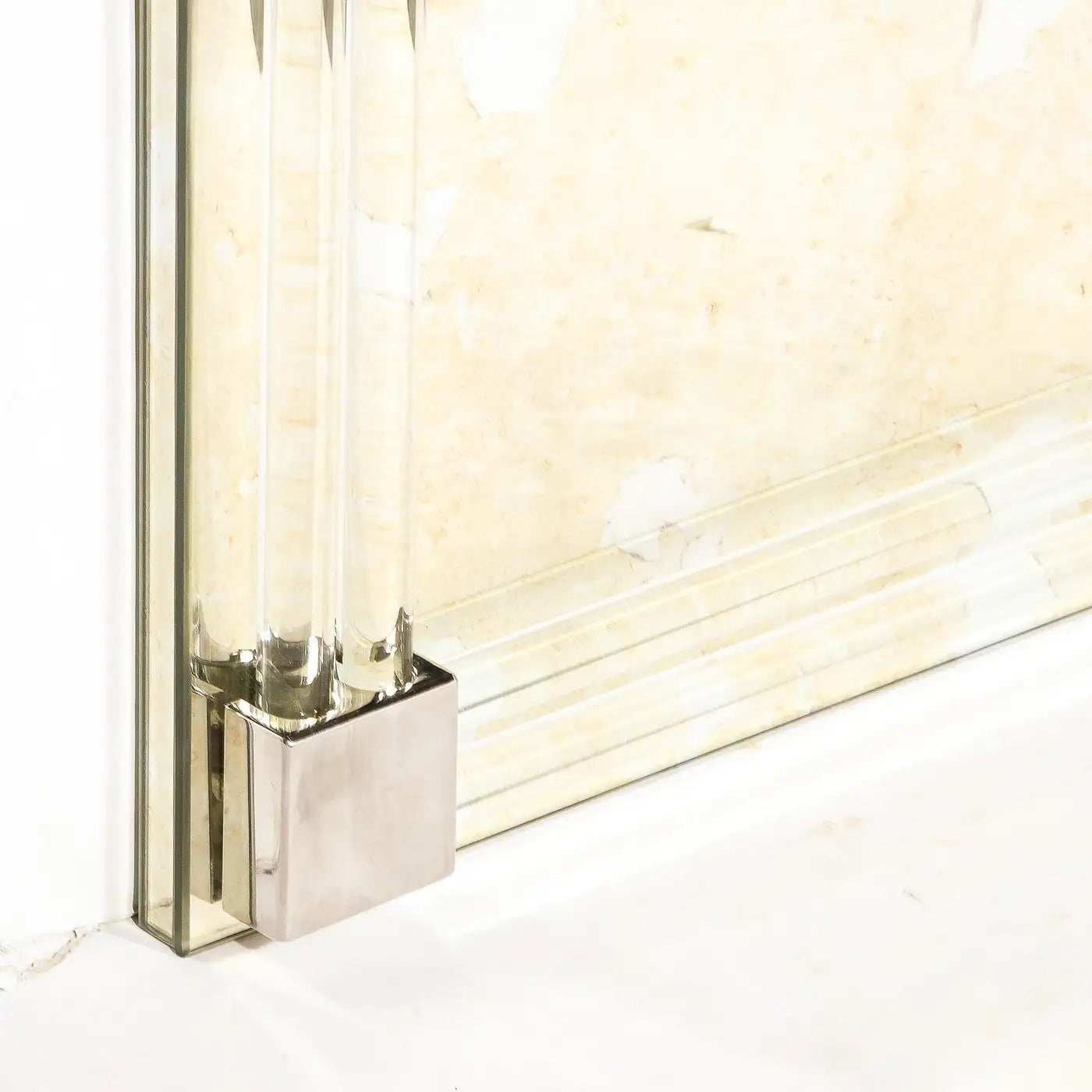 Custom for High Style Deco Modernist Antiqued Mirror With Glass Rods & Nickel