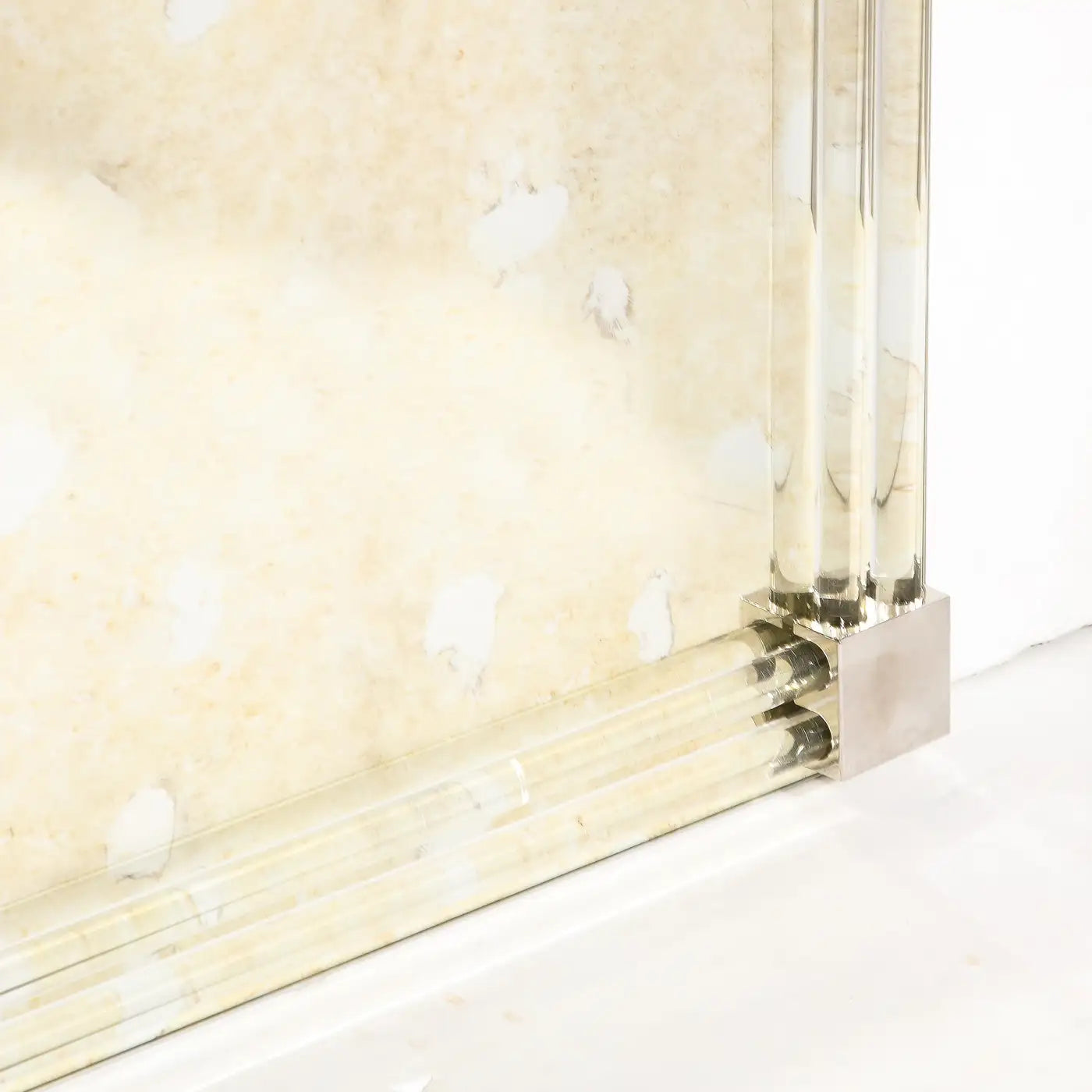 Custom for High Style Deco Modernist Antiqued Mirror With Glass Rods & Nickel