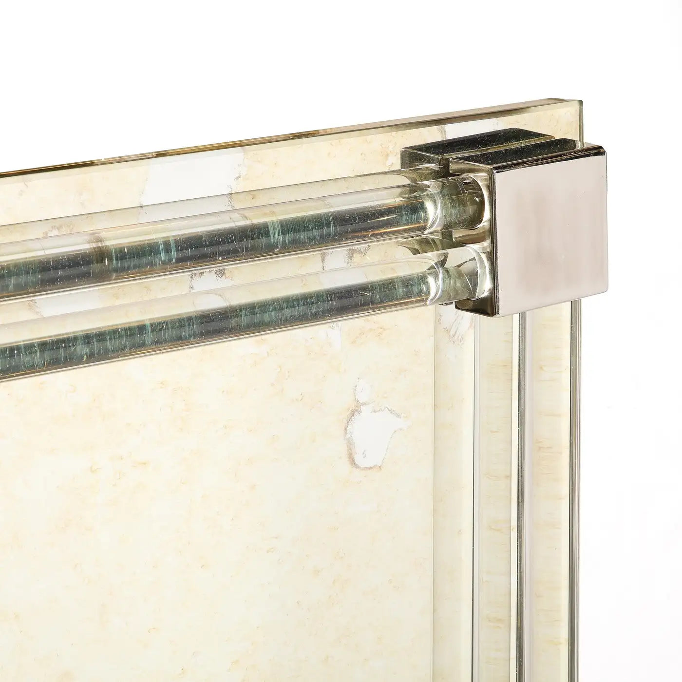 Custom for High Style Deco Modernist Antiqued Mirror With Glass Rods & Nickel