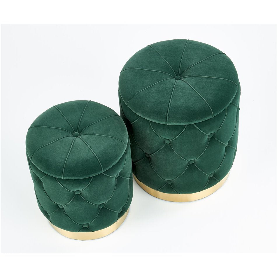 Set of 2 Holly Dark Green Poufs