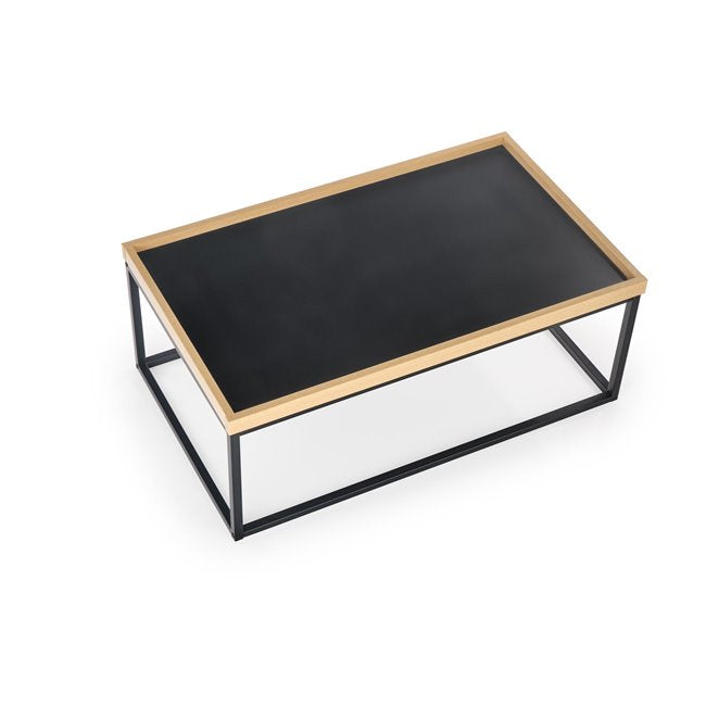 Hespa Coffee Table – Natural & Black MDF Top with Steel Frame, 100×60×39 cm