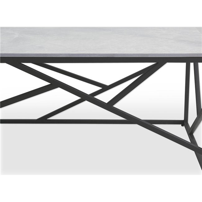 Hauni Coffee Table – Grey Sintered Stone Top with Steel Frame, 120×60×45 cm