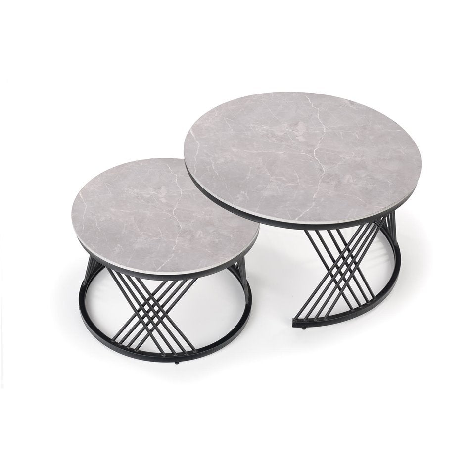 Halmingo Coffee Table Set – Sintered Stone Tops with Steel Frame (2 Pieces)