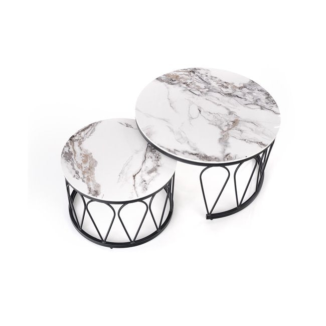 Hormosa Coffee Table Set – Sintered Stone Tops with Steel Frame (2 Pieces)