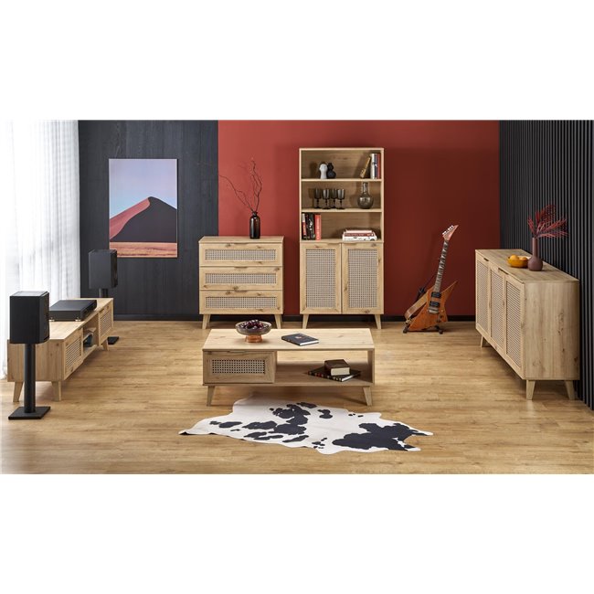 Horeno Coffee Table – Oak & Black MDF Modern Design