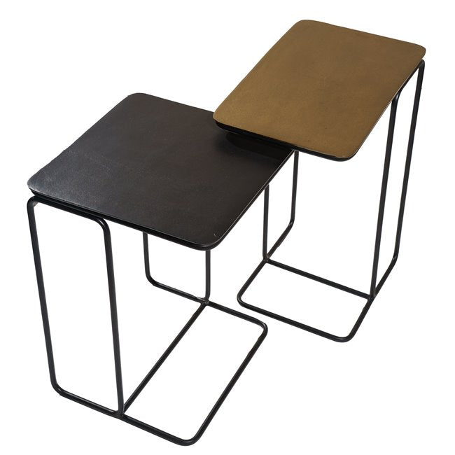 Jarra Side Table Set – 2-Piece MDF & Metal Round Accent Tables