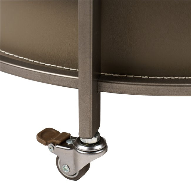 Round Coffee Table – Leather & Metal Modern Design