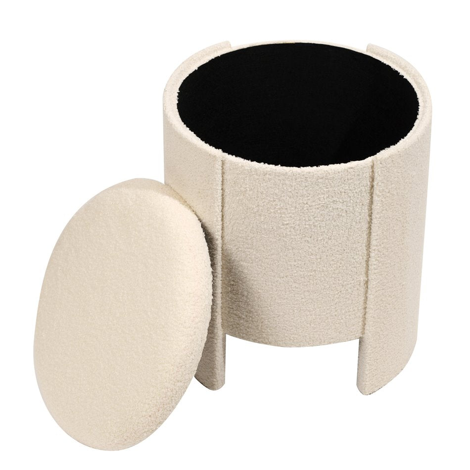 Caldera L Storage Pouf Beige – H47 × Ø41 cm