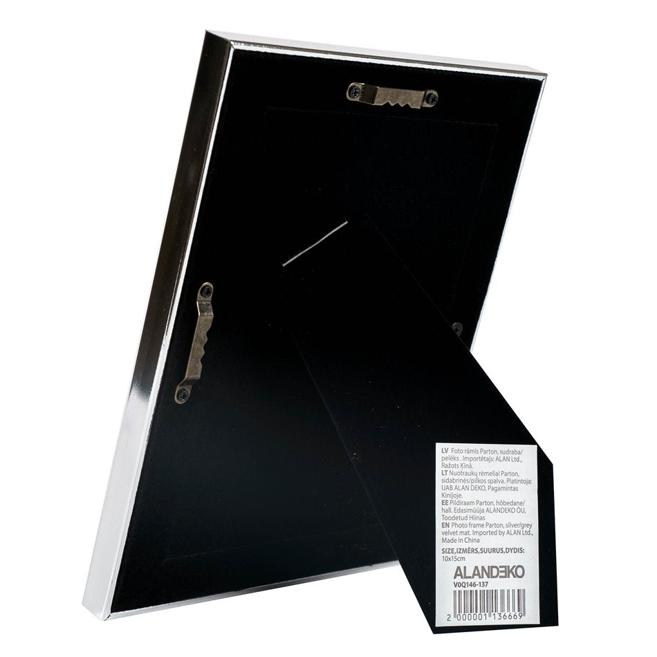 Photo frame Parton, silver/grey velvet, 10x15cm