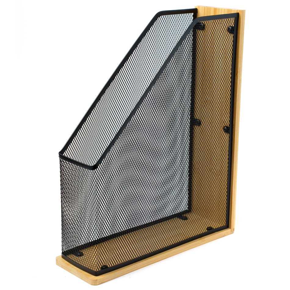 Mayaj Dest Storage Tray Bamboo-Metal – H33 × W9 × L27 cm